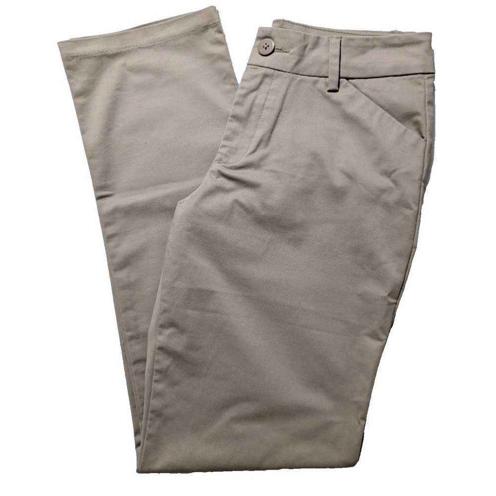 Lee Women's Wrinkle Free Relaxed Fit Straight Leg Pants Flax Khaki Size 2
